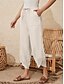 abordables Pantalón liso de lino y algodón-Mujer Pantalones de lino y algodón Chinos Moda Básico Longitud total Alta cintura Plano Bolsillo Correa Comodidad Al Aire Libre Microelástico Vacaciones Calle Diario Ejército verde Negro Azul Piscina