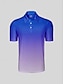cheap Tops-Men&#039;s Golf Polo Shirt Blue Short Sleeve Top Golf Attire Clothes Outfits Wear Apparel