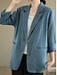 cheap Shirts-Women&#039;s Cotton Linen Blazer Comfortable Breathable Buttons Casual Plain Office Street Casual Daily Wear Single Breasted Regular Turndown Regular Fit Long Sleeve Outerwear
