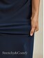 baratos Vestido Simples-Mulheres Vestido midi Vestido da bainha Elegante Casamento Festa Convidado do casamento Normal Côr Sólida Sem Manga Halter pescoço Ombro a Ombro Azul Marinha Outono Inverno