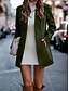 abordables Abrigos de Invierno-Mujer Abrigo Mantiene abrigado Cómodo Bolsillo Moda Moderno Plano Trabajo Diario Frente Abierto Regular Escote Chino Ajuste regular Manga Larga Ropa de calle Negro Marrón Caqui Otoño Invierno