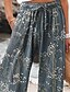 baratos Calças Gráficas-Mulheres Perna larga Calças Calça Palazzo Moda Roupa de rua Comprimento total Cintura Alta Flor Com Cordão Cintura elástica Imprimir Respirabilidade Confortável Rua Roupa Diária Para Noite Azul