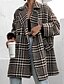 voordelige Winterjassen-Dames Jas Vrijetijdsjas Houd Warm Comfortabel Zak Modieus Modern Casual Pied-de-poule Uitgaan Weekend Enkele rij knopen Lang Strijkijzer Normale pasvorm Lange mouw bovenkleding Zwart Abrikoos Herfst