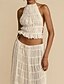 abordables Ensembles chemisiers pour femmes-Femmes Actif Streetwear Chemisier Jupe Ensembles manche longue Col Halter Couleur Unie Froncé Quotidien Décontracté Quotidien Noir Blanche Rose Claire Été Coupe régulière