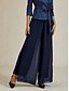baratos calças sociais femininas-Mulheres Atrevido Calças retas Elegante à moda Estilo Clássico Comprimento total Cintura Média Côr Sólida Cintura elástica Com Stretch Casamento Férias Festa Azul Marinha Primavera / Outono / Inverno