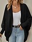 preiswerte Offene Frontstrickjacke-Damen Strickjacke Lässig Einfarbig Gerippt Kapuze Gestrickt Langarm Normale Oberteile Stricken Outdoor Ferien Ausgehen Schwarz Rosa Herbst
