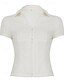 preiswerte Damen Einfache Oberteile-Damen Hemd Textur Bluse Bluse Einfach Modern Lässig Kurzarm Hemdkragen Normale Oberteile Täglich Ferien Knöpfe Weiß Rosa Sommer