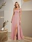economico Abiti da damigella-Abito da damigella a trapezio, scollo quadrato, senza maniche, schiena scoperta, lunghezza pavimento, in chiffon con fiocco/i