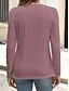 abordables T-shirt uni-Femmes Chemisier Couleur Unie Élégant Occasionnel manche longue Col ras du cou Hauts Réguliers Quotidien Boutons Noir Blanche Bleu Violet Orange Été Printemps Automne