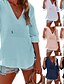ieftine Topuri simple pentru femei-Pentru femei Cămașă Bluză Simplu Modern Casual Manșon Lung În V Topuri obișnuite Zilnic Concediu Buzunar Blush Pink Negru Alb Bleumarin Albastru celest Toamnă
