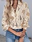abordables Hauts Floraux-Femmes Chemise Imprimé Élégant Moderne manche longue Col de chemise Hauts Réguliers Quotidien Fête Sortir Boutons Abricot Printemps Automne