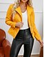 voordelige Imitatieleren jassen-Dames Jas van imitatieleer Winddicht Comfortabel Zak Volledige ritssluiting Modieus Buiten Effen Straat Casual / Dagelijks Normaal Strijkijzer Normale pasvorm Lange mouw bovenkleding Diep Paars Zwart
