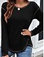 abordables T-shirt uni-Blouse femme couleur unie élégante décontractée col rond à manches longues tops réguliers quotidiens patchwork noir rose vin kaki bleu clair automne préautomne