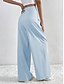 billige brede ben og højtaljet-Dame Bredt Bukseben Bukser Gade Afslappet Lang Høj Talje Vanlig Åndbarhed Blød Mikroelastisk Ferierejse Gade Dagligdagstøj Sort Lys pink Lyseblå Abrikos Efterår Regulær