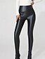 preiswerte Fleece gefütterte Leggings-Damen Fleecehose Lederhosen Leggings Mode Volle Länge Natürliche Taille Einfach Elastischer Bund Bequem Outdoor Straße Schwarz Winter Normale Passform