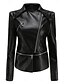 abordables Vestes en simili cuir-Femmes Veste en Similicuir Confortable Fermeture intégrale Mode street style Uni Extérieur Décontracté Quotidien Régulier Col Rabattu Coupe régulière manche longue Vêtements d&#039;extérieur Noir Rouge