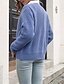 billige Solide farver-Dame Bluse Cardigan Mode Gade Daglig Helfarve Rillet V-hals Strikket Langærmet Almindelige toppe Strikke Ferie I-byen-tøj Weekend Hvid Blå Efterår Vinter