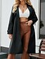 abordables Manteaux d&#039;Hiver-Femmes Manteau Confortable Boutons Mode street style Uni Extérieur Décontracté Quotidien Long Col Rabattu Coupe régulière manche longue Vêtements d&#039;extérieur Noir bleu marine Beige Automne Hiver