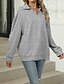 voordelige Textured Hoodies en Sweatshirts-Dames Trui-sweatshirt Sweatshirts Effen Streetwear Casual Lange mouw V-hals Normale tops Straat Feestdagen Uitgaan Zwart Blozend Roze Licht Grijs Licht Blauw Herfst Winter