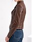 voordelige Imitatieleren jassen-Dames Jas van imitatieleer Winddicht Comfortabel Zak Volledige ritssluiting Modieus Buiten Effen Straat Casual / Dagelijks Normaal Strijkijzer Normale pasvorm Lange mouw bovenkleding Diep Paars Zwart