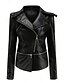 abordables Vestes en simili cuir-Femmes Veste en Similicuir Confortable Fermeture intégrale Mode street style Uni Extérieur Décontracté Quotidien Régulier Col Rabattu Coupe régulière manche longue Vêtements d&#039;extérieur Noir Rouge