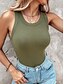 billiga Enkel linne-Dam Camisole linne Ensfärgat Dagligen Ledigt Ärmlös Rund hals Vanliga toppar Dagligen Svart Vit Gul Rodnande Rosa Rubinrött Sommar Vår