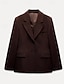 cheap Blazers &amp; Suits-Women's Blazer Comfortable Pocket Buttons Fashion Plain Street Going out Single Breasted Regular Turndown Regular Fit Long Sleeve Outerwear Brown Fall Winter