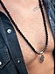 billiga Herrsmycken-Svart pärlhalsband för män med silverhänge i hamsa – spirituella smycken i bohemisk stil för män, perfekta för vardagskläder, festivaler eller presenter