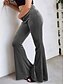 billige Ensfarvede leggings-Dame Flared bukser kinesisk Mode Gade Afslappet Fuld længde Høj Talje Vanlig comfy Blød Bekvem Elastisk udendørs Gade Sort Rød Kaffe Grå Forår Vinter Slank Pasform