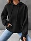 baratos Moletons e Sweatshirts Texturizados-Mulheres Pulôver Moletom Com Capuz Tecido Roupa de rua Casual Manga Longa Com Capuz Tops regulares Feriado Para Noite Bolsos Preto Branco Cinzento Outono Inverno