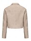 お買い得  レザージャケッ-女性用 レザージャケット 快適 フルジップ ファッション ストリートスタイル 平織り アウトドア カジュアル／普段着 ショート 折襟 レギュラー 長袖 アウターウェア ブラック ピンク キャメル 春 秋