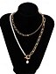 abordables Collier pour femme-Collier femme en or à plusieurs couches et pendentif en perles – bijoux élégants en alliage pour cocktails, mariages et tenues de bureau