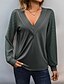 cheap Plain Tops-Women&#039;s T Shirt Tee Top Plain Fashion Modern Long Sleeve V Neck Regular Tops Daily Going out Lace Patchwork Light Grey Spring Fall