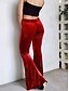 billige Ensfarvede leggings-Dame Flared bukser kinesisk Mode Gade Afslappet Fuld længde Høj Talje Vanlig comfy Blød Bekvem Elastisk udendørs Gade Sort Rød Kaffe Grå Forår Vinter Slank Pasform