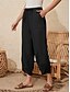 abordables Pantalón liso de lino y algodón-Mujer Pantalones de lino y algodón Chinos Moda Básico Longitud total Alta cintura Plano Bolsillo Correa Comodidad Al Aire Libre Microelástico Vacaciones Calle Diario Ejército verde Negro Azul Piscina