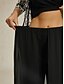 abordables Pantalons-Femmes Culottes Jambe Large Élégant Vacances Mode Long Taille haute Noir Été Printemps Automne