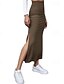 billige Ensfarvede nederdele-Dame Skjørte Afslappet Maxi Alm. taljede Nederdele Vanlig Spaltede spidser Mikroelastisk Ferierejse Gade Sort Rød Lysebrun Brun Sommer Polyester