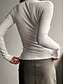 billige Plain tee-Dame Bluse Helfarve Stilfuld Basale Afslappet Langærmet Rund hals Almindelige toppe Daglig Knapper Sort Hvid Lyserød Grøn Grå Sommer Forår Efterår