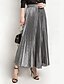 billige Chiffon skjørt-Dame الالتفاف Mote Fritid Maksi Høy Midje Skjørt عادي Flettet Mikroelastisk Fritid / hverdag Helg Sølv Svart Gylden Rød Sommer Polyester