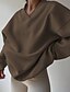 abordables Sudaderas y Sudaderas con Capucha Texturizadas-Mujer Sudadera Sudaderas Plano Ropa de calle Casual Manga Larga Escote en Pico Tops regulares Calle Festivos Noche Retazos Negro Marrón Beige Gris Otoño Invierno