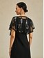 baratos Tops elegantes-Capa de noite feminina com lantejoulas e miçangas, estilo xale, anos 1920, estilo retrô, para festa de casamento e vestido de noiva