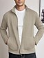 preiswerte Lässige Jacken-Herren Leichte Jacke Waffeljacke Freizeitjacke Urlaub Täglich Tasche Frühling Herbst Einfach Mode Klassisch Revers Regulär Schwarz Weiß Wein Khaki Armeegrün Jacken