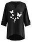 economico Camicie-Camicie da donna in cotone, a farfalla, eleganti, basiche, casual, a maniche lunghe, con scollo a V, da giorno, con stampa, nere, blu navy, blu cielo, estive, invernali