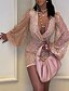 economico Abiti con paillettes-Per donna Mini Abito Abito con Paillettes Abito da Cocktail Moda Moderno Festa serale Cocktail party Vestibilità regolare Semplice Manica Lunga Scollo a V profondo Nero Bianco Rosa Oro Primavera