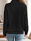 abordables Sweatshirts et Hoodies Texturés-Femmes Pull Uni Streetwear Occasionnel Confortable manche longue Col en V Hauts Réguliers Rue Fête Sortir Demi-zip Noir Blanche Gris Automne