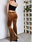 billige Ensfarvede leggings-Dame Flared bukser kinesisk Mode Gade Afslappet Fuld længde Høj Talje Vanlig comfy Blød Bekvem Elastisk udendørs Gade Sort Rød Kaffe Grå Forår Vinter Slank Pasform