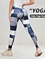 baratos Leggings e collants para ioga-Mulheres Jeans falso com estampa jeans Leggings de ioga Compressão abdominal Cintura Alta Academia Dança Esportivo Calças Bloco de cor Preto Azul Outono Esportes Roupas Esportivas Ajuste justo