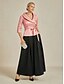 billige Dressy Toppe-Dame Bluse Aften Toppe Elegant Metallisk Stilfuld 3/4-ærmer V-hals Almindelige toppe Bryllupsgæst Aftenselskab Semi formel binde foran Solbelyst rose Forår, Efterår, Vinter, Sommer