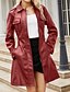 abordables Manteaux d&#039;Hiver-Femmes Manteau Coupe-vent Confortable Avec Poches Fermeture intégrale Mode street style Uni Extérieur Décontracté Quotidien Long Col Rabattu Coupe régulière manche longue Vêtements d&#039;extérieur Noir