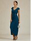levne Party šaty-Dámské Maxi šaty Plášťové šaty Elegantní Běžný Pevná barva Krátký rukáv Do V Inkoustová modř Léto Jaro